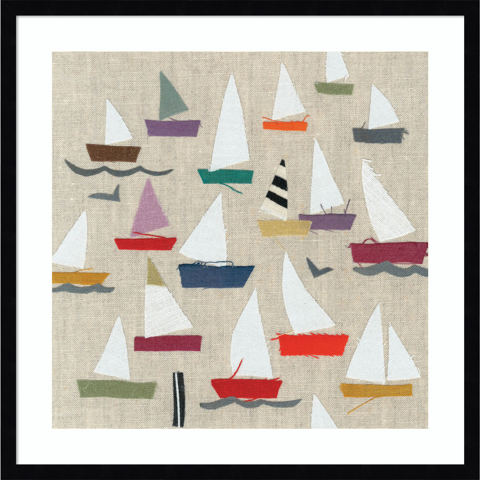 Plain Sailing Print by Jenny Frean, 25" H x 25" W x 1" D, Black