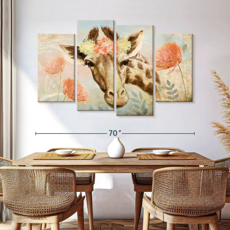 Brampt Giraffe Spring Floral, 42" H x 68" W