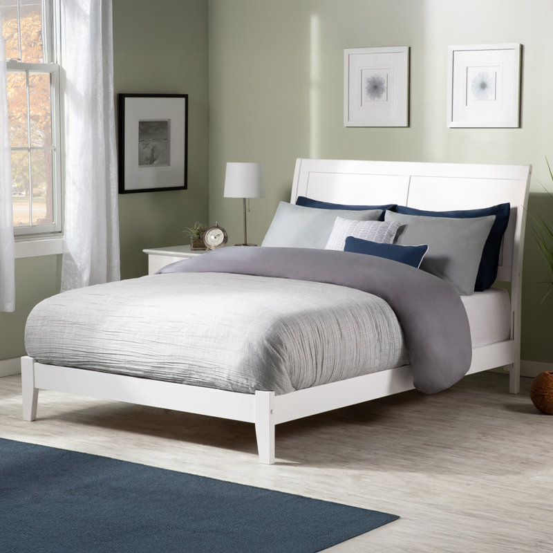  Lit de base en bois massif Lempley , Blanc, Double