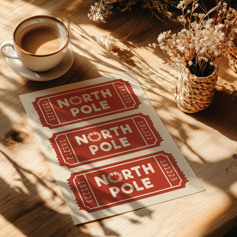 «Santa's Boarding Pass», reproduction d'art, Sans cadre, 11 po x 14 po