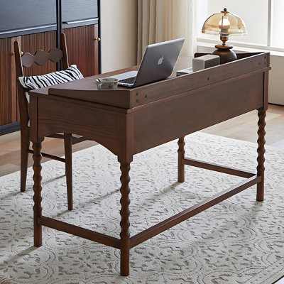 51.18" Brown solid rectangular wood desk