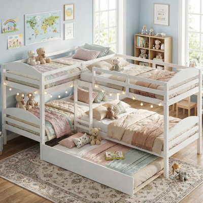 Nevaeh Kids Twin Over Twin Bunk Bed with Trundle