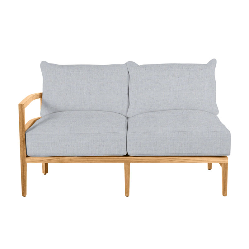 Canapé modulaire en teck Santa Barbara, Teck naturel, Pas de passepoil + bourre standard, Lin chambray