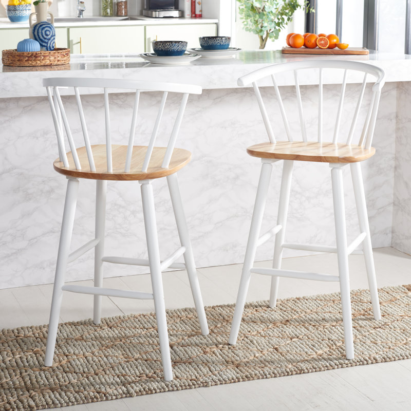 Sheffield Solid Wood Stools, Natural/White, Bar Stool (29" Seat Height)