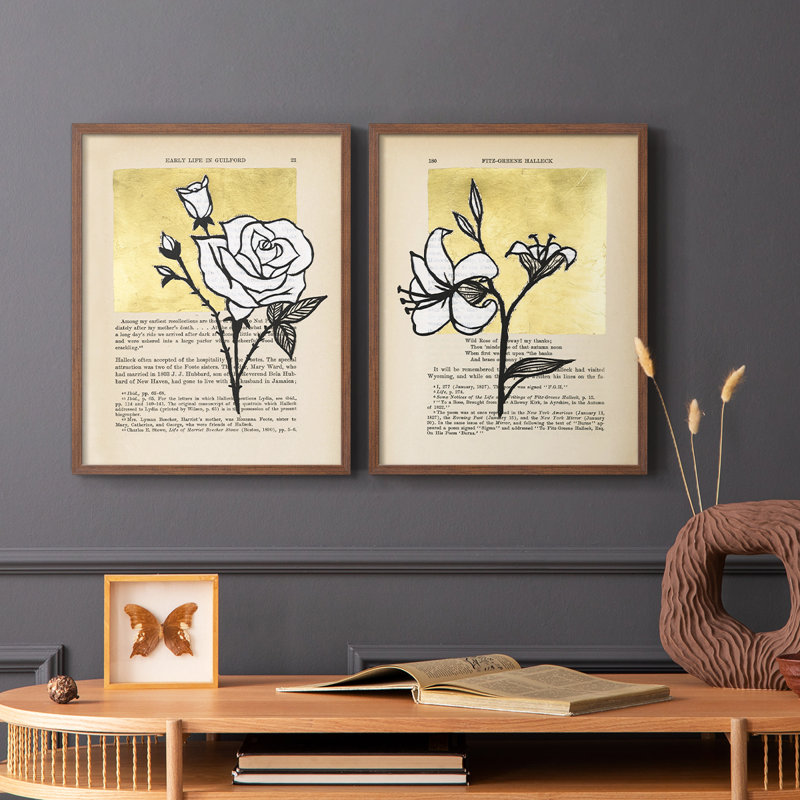 Floral Diary III - reproduction encadrée de qualité supérieure - prêt à être accroché - aucun clou requis - aucun clou requis