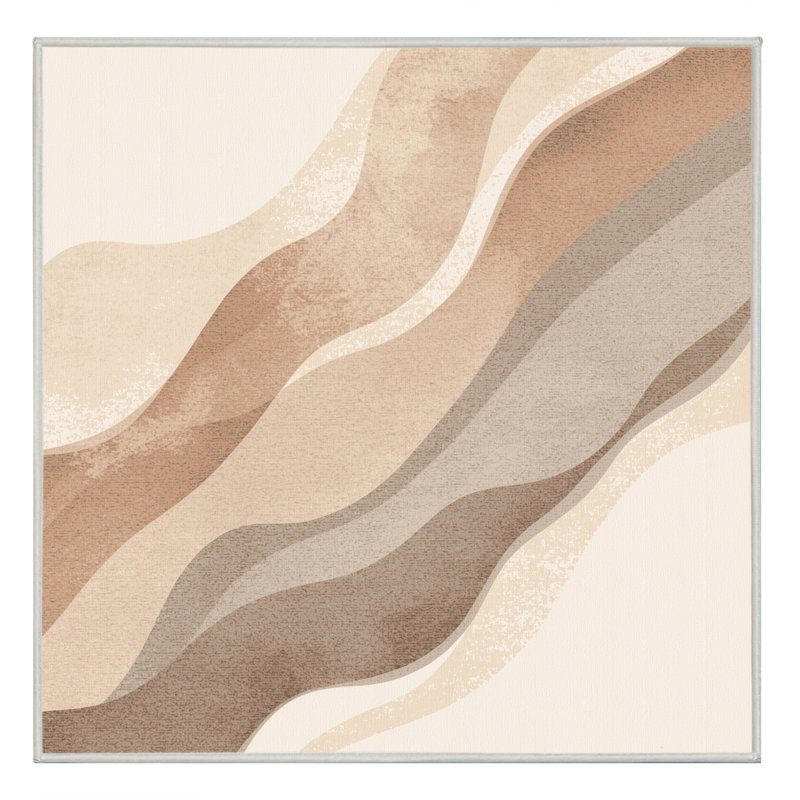 Tapis beige moelleux doux et moelleux Cropsey, Carré 4 pi