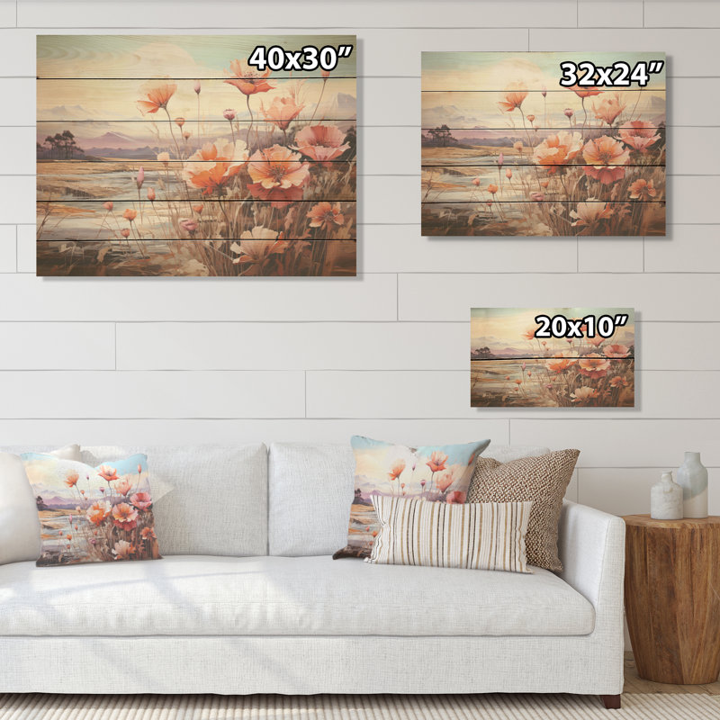 Blooming Prairie Dreams - prairies, art sur bois de pin naturel, H 10 po x l 20 po