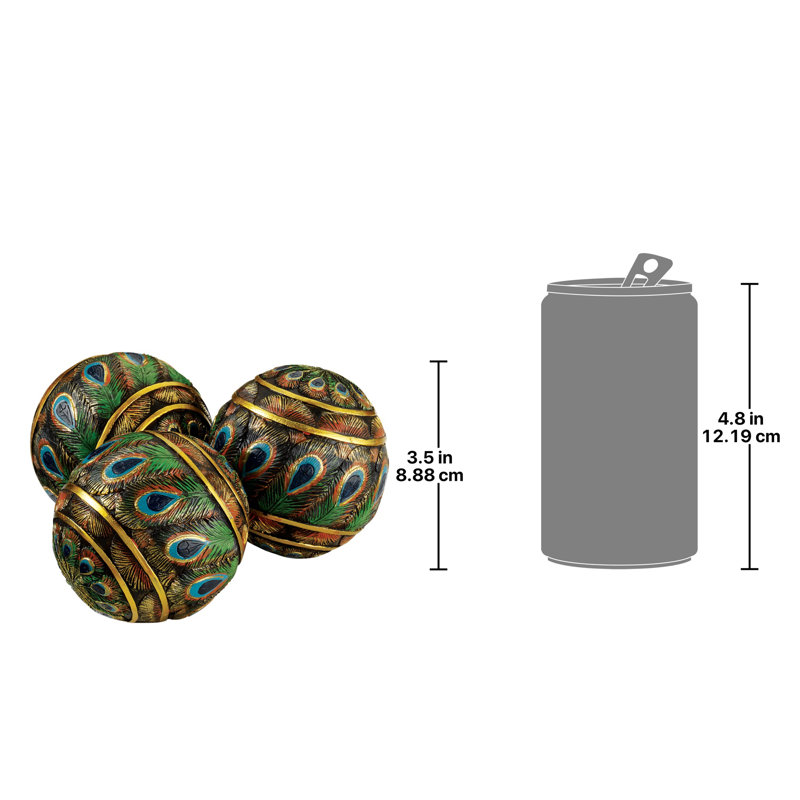 Peacock-Feathered Decorative Orbs