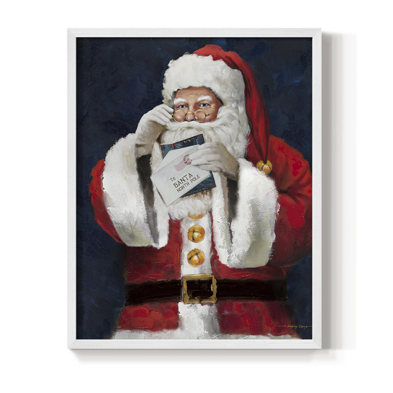 Lettre au père Noël, reproduction encadrée - bois massif, H 21 po x l 17 po, Blanc