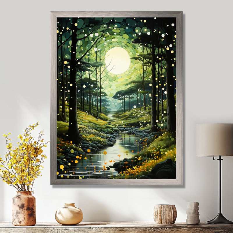 «Forest Enchanted Forest Pastoral II - Forest», art mural encadré, H 44 po x l 34 po x P 1,5 po, Cadre flottant doré