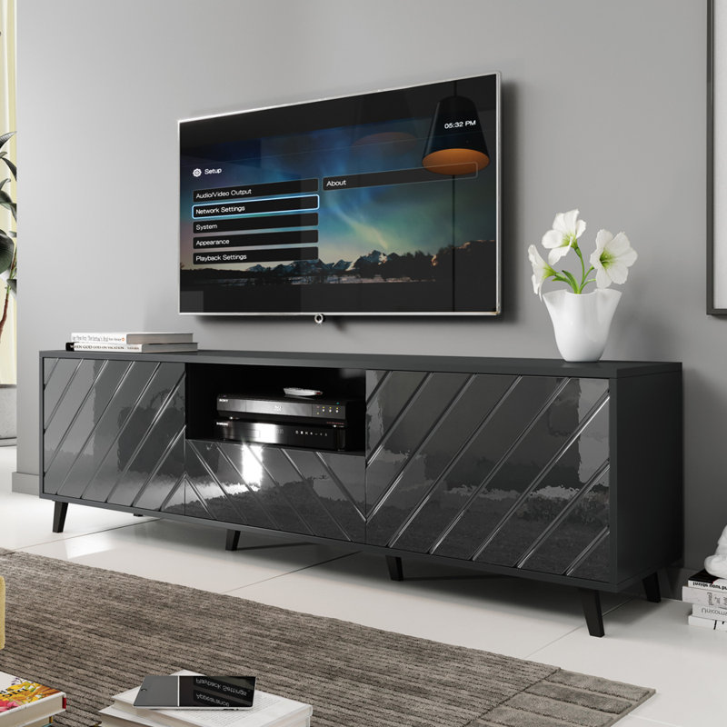 Meuble télé 71 po Aiyaan, Gris