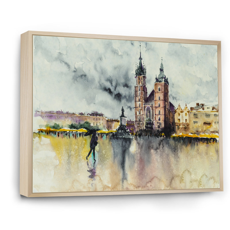 «Abstract Old Town of Krakow», cadre photo, impression sur toile, H 30 po x l 40 po x P 1,5 po, Cadre naturel flottant