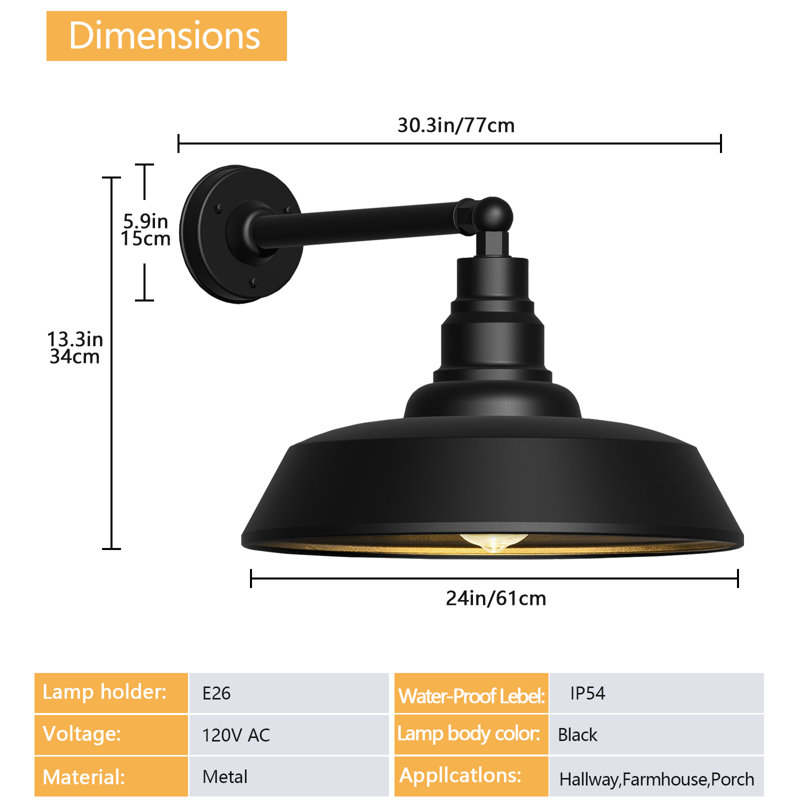 Outdoor Barn Light, 22" H x 24" W x 33" D