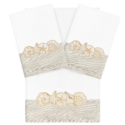 Ensemble de 1 serviette de bain et 2 serviettes à main 3 pièces SHELL ROW