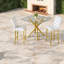 Luxurious Modern Patio Bar Set, Glass Table With Gold Metal, Stylish Small Space Solution