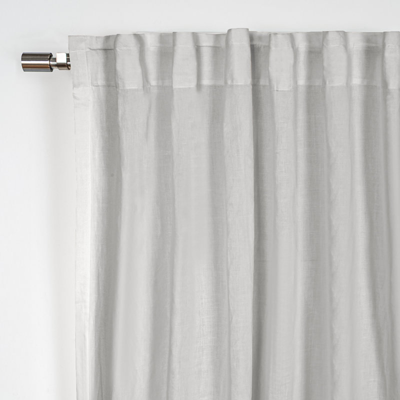 Panneau de rideau simple semi-transparent en mélange de coton Colyer, L 52 po x L 84 po, Gris clair