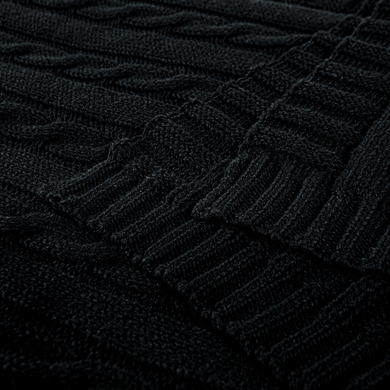 Jeté tricoté, jeté 100% pur coton, lavable à la machine, confortable - NTBAY, Noir, L 80 po x l 60 po 