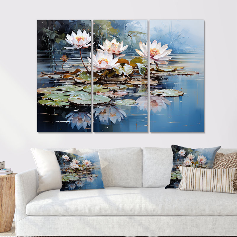 Reflection Lotus Stillness Meditation I - Ensemble de décorations murales Lotus, H 40 po x l 60 po x P 1 po