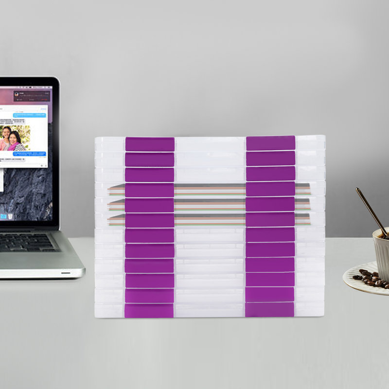Ensemble de boîtes d'archivage, H 0,78 po x l 12,2 po x P 9,05 po, Blanc / Mauve