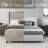 High Headboard Corduroy Upholstered Bed Frame with Vertical Stripe Wingback and High Footboard No Box Spring Needed-2040588226-2040588225
