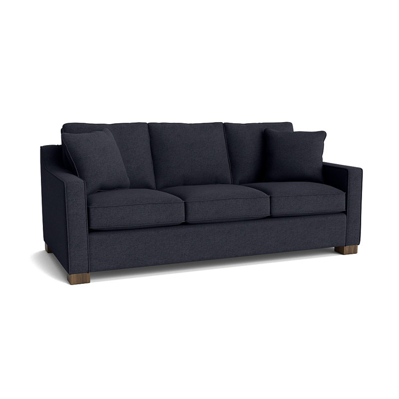 Canapé-lit à accoudoirs carrés de 79 po avec coussins réversibles Aceyon, Noyer, Bleu marine Entice