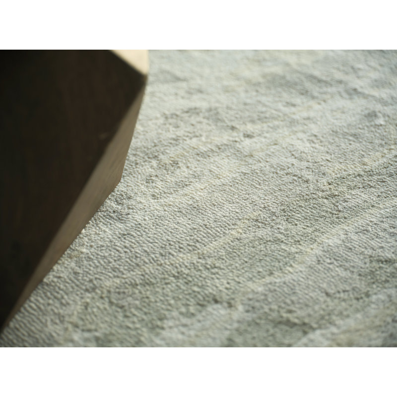 Cortero Hand Tufted Wool Abstract Area Rug in Sage/Ivory, Rectangle 9' x 12'