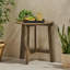 Table en bois gris, demi-ronde, pliable pour maximiser l'espace de rangement gris bistro, forme demi-ronde, pliable facilement
