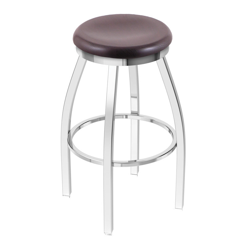 802 Misha Swivel Bar Stool, Dark Cherry Oak, Chrome, Extra Tall (36" Seat Height)