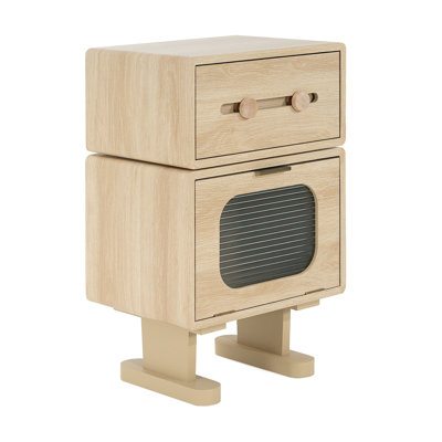 Creative Rotating Robot Storage Table With Glass Door, Convenient Drawer, And Air - Circulating Base For Home Use Unique Multi Functional Side Elegant Smooth