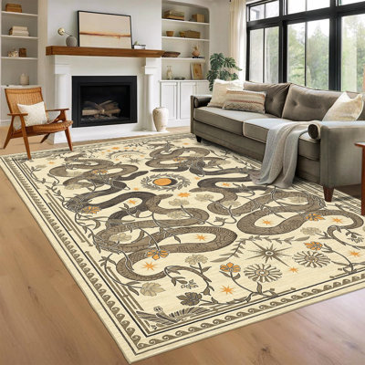 Snakes Machine Washable Area Rug Non Slip Wild Life Serpent Print Rug Low Pile Aesthetics Carpet for Living Room Bedroom Office