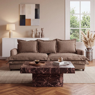 Denpasar Modern Upholstered L-Shape Sectional Sofa With Ottoman