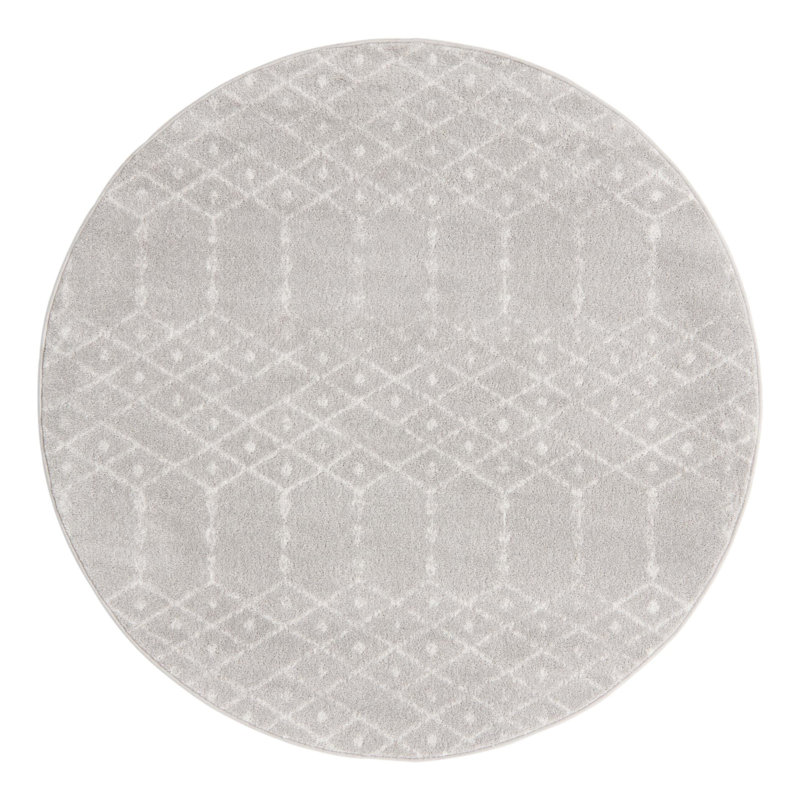 Tapis gris clair Karg, Rond 5 pi 3 po