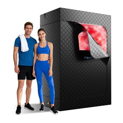 Infrared Sauna Box With 660nm Red Light Therapy & 850nm, 3l 1300w Steamer, Folding Chair, For Home Sauna Spa