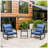 3 Pieces Patio Bistro Set Outdoor Rocking Chair W Blue Cushion For Yard Garden Poolside