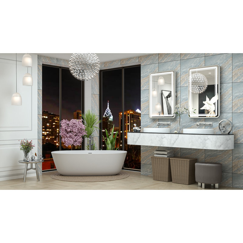 Miroir de salle de bain rectangulaire Demivion, 24 po x 36 po, Argent