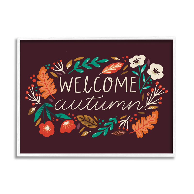 Bienvenue à  l'automne : les plantes d'automne - 224, H 24 po x l 30 po x P 1,5 po, Giclée encadrée blanc bord de mer