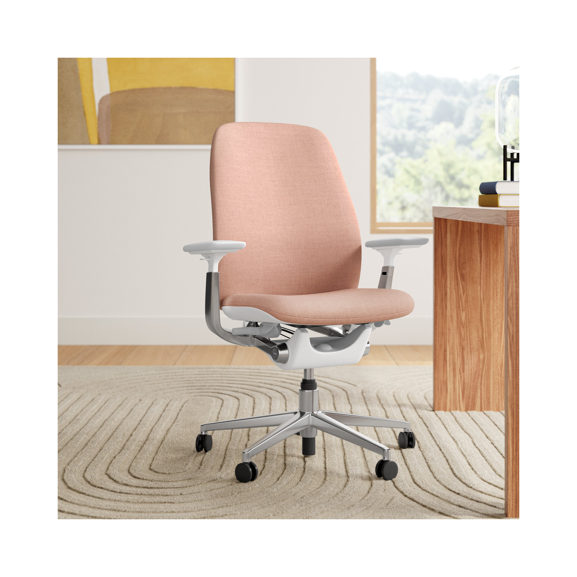 Haworth Zody Upholstered Office Chair - Dual Posture with Lumbar Support, Blush