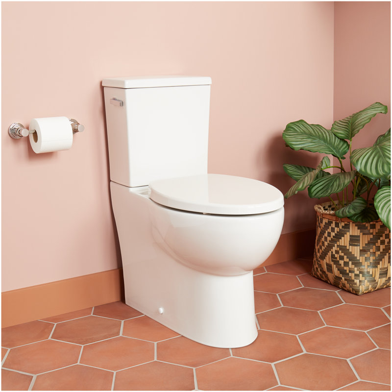 Lavrik Two-Piece Skirted Elongated Toilet with Reversible Tank - Chrome Handle, Chrome