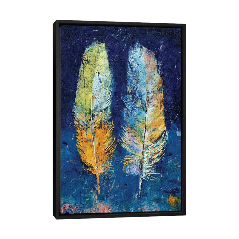 «Feathers», impression sur toile, H 26 po x l 18 po x P 1,5 po, Toile encadrée noire, Pas de tapis