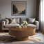 Table basse ronde moderne avec rainures, plateau de table épais et base robuste-1694692322