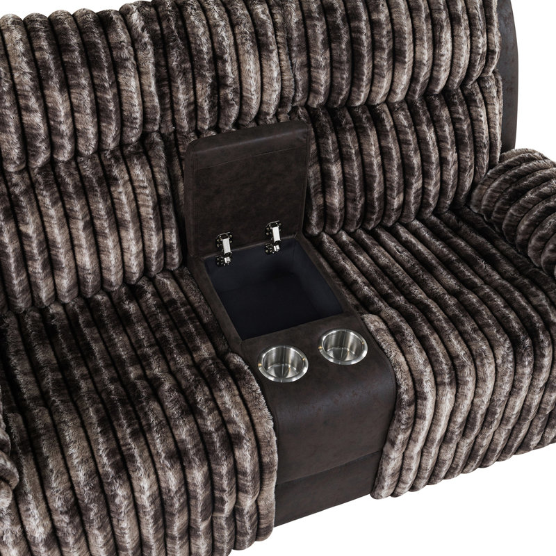 Brun avec console inclinable, inclinaison manuelle, riche revêtement, console idéale en brun, tissu, 2 porte-gobelets, primaire