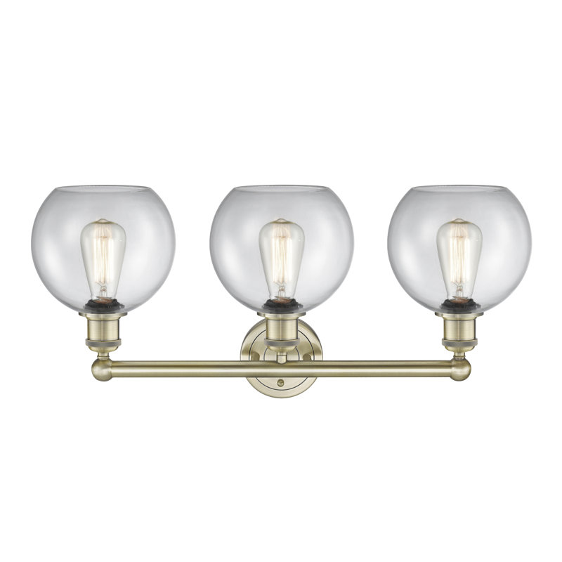 Ellington 3 - Light Dimmable Vanity Light, Clear, Antique Brass