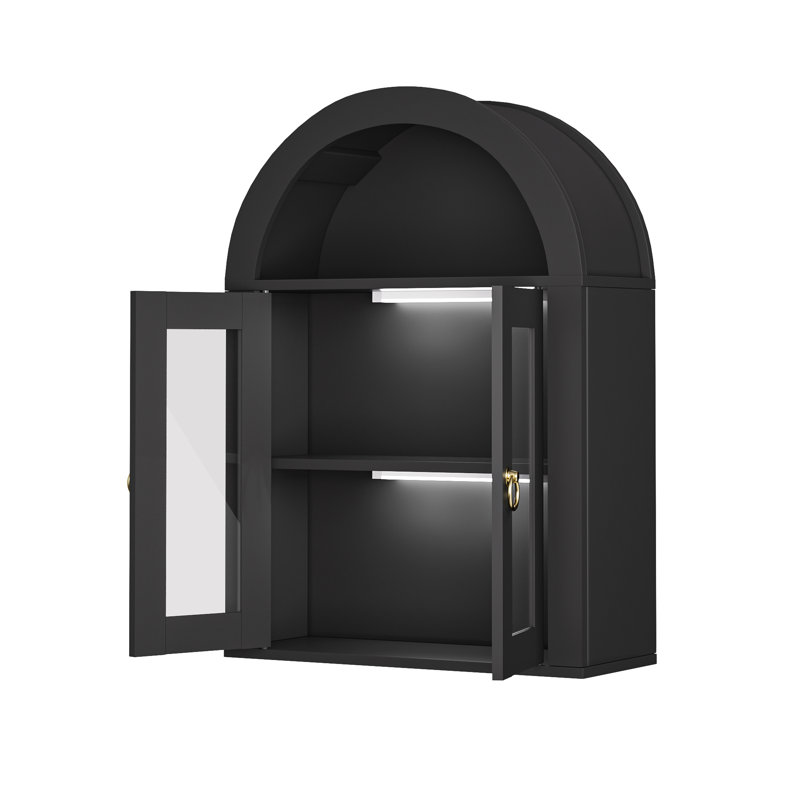 Armoire murale arquée avec portes en verre, Noir