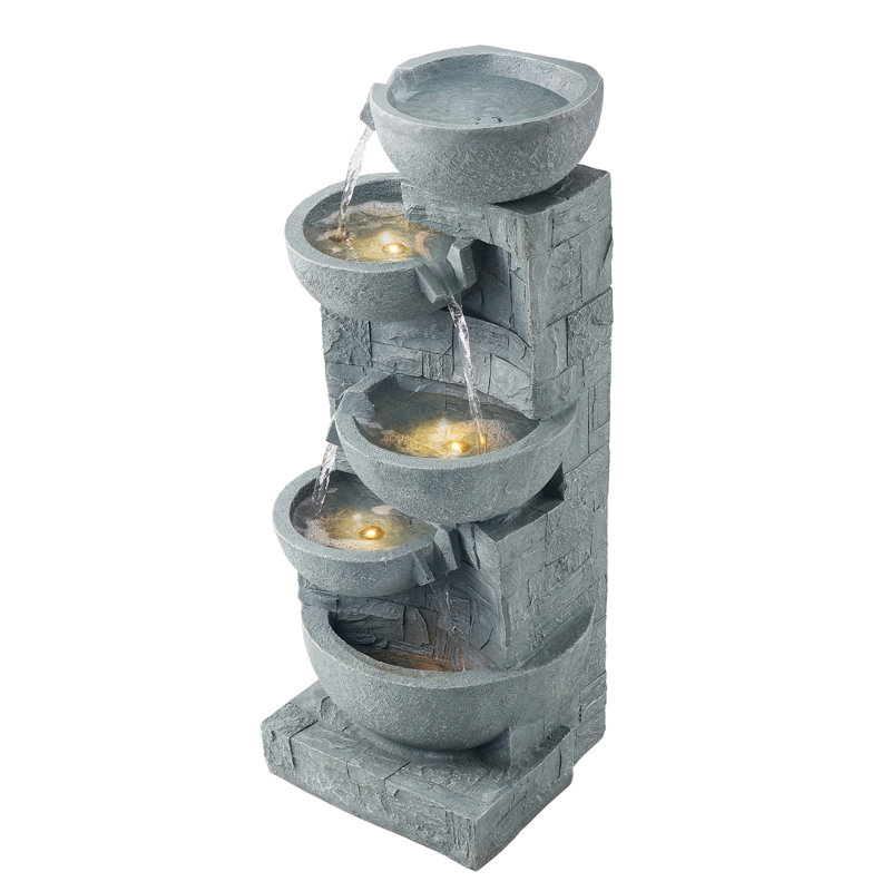 Weather Resistant Waterfall Fountain with Lights