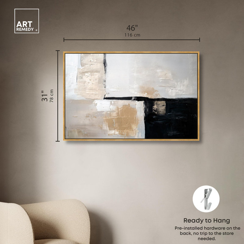 «Dust and Ash I» par Art Remedy, Cadre flottant doré, H 31 po x l 46 po