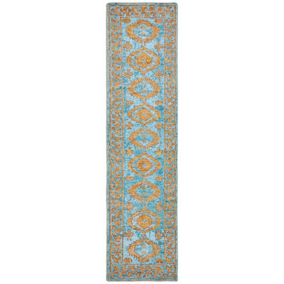 Tribal Elegance Orange/Rust/Grey Hand-Knotted Wool Area Rug
