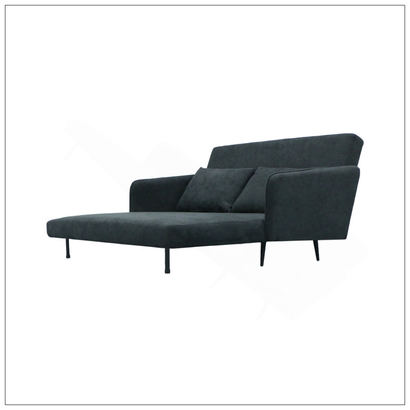Causeuse convertible en tissu noir 61 po avec coussins