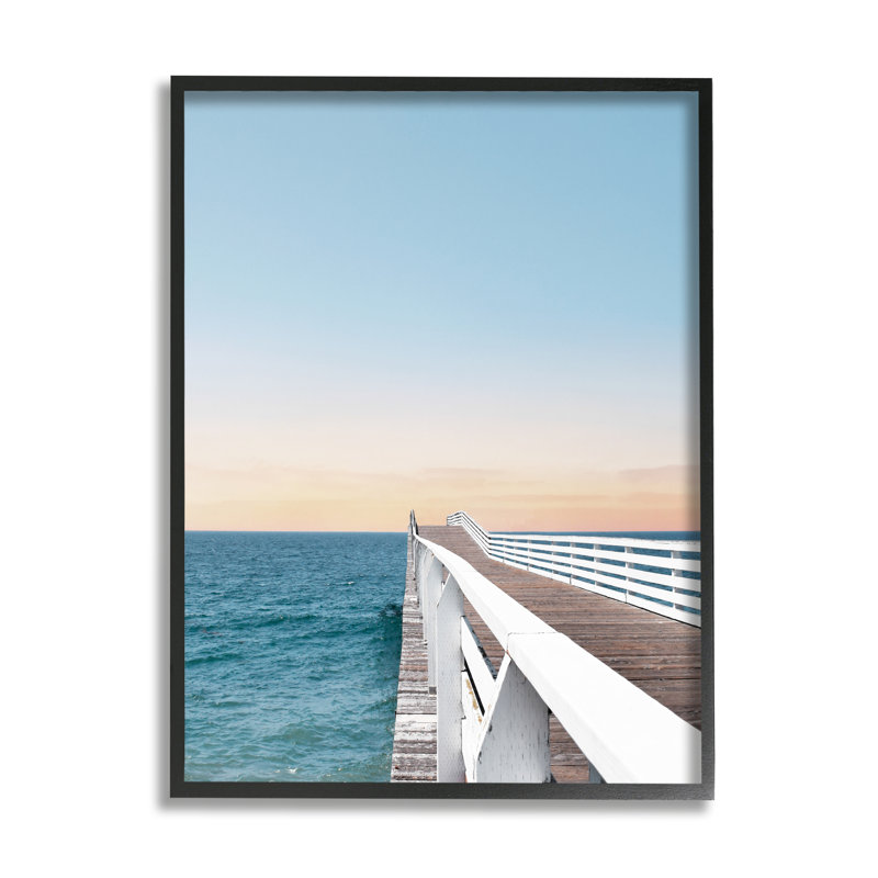 «Beautiful Boardwalk Dock Clear Sky Ocean Breeze» par Natalie Carpentieri - Peinture, H 20 po x l 16 po x P 1,5 po