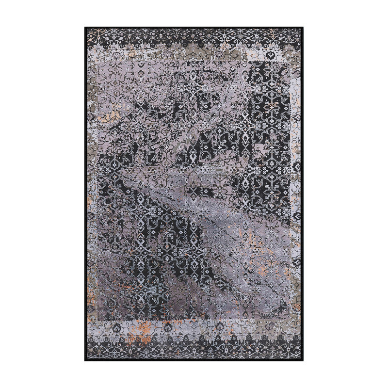 Tapis gris / noir Ikat, Tapis de couloir 2 pi x 5 pi