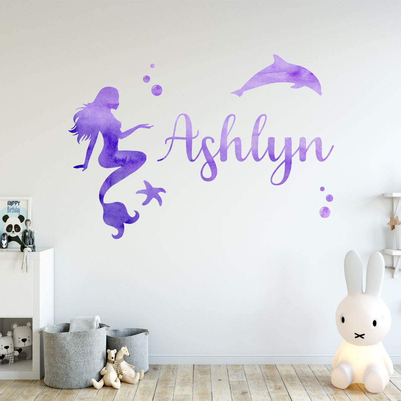 Adhésif décoratif aquarelle sirène, H 18 po x l 27 po, Mauve